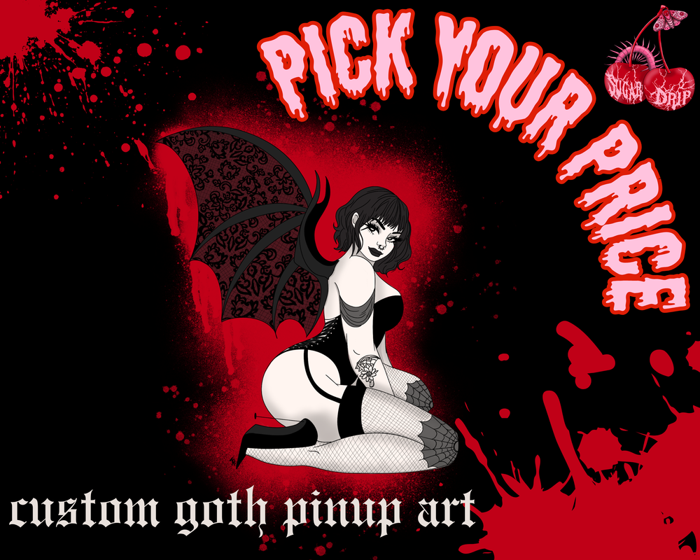 Custom Goth Pinup Digital Art Piece